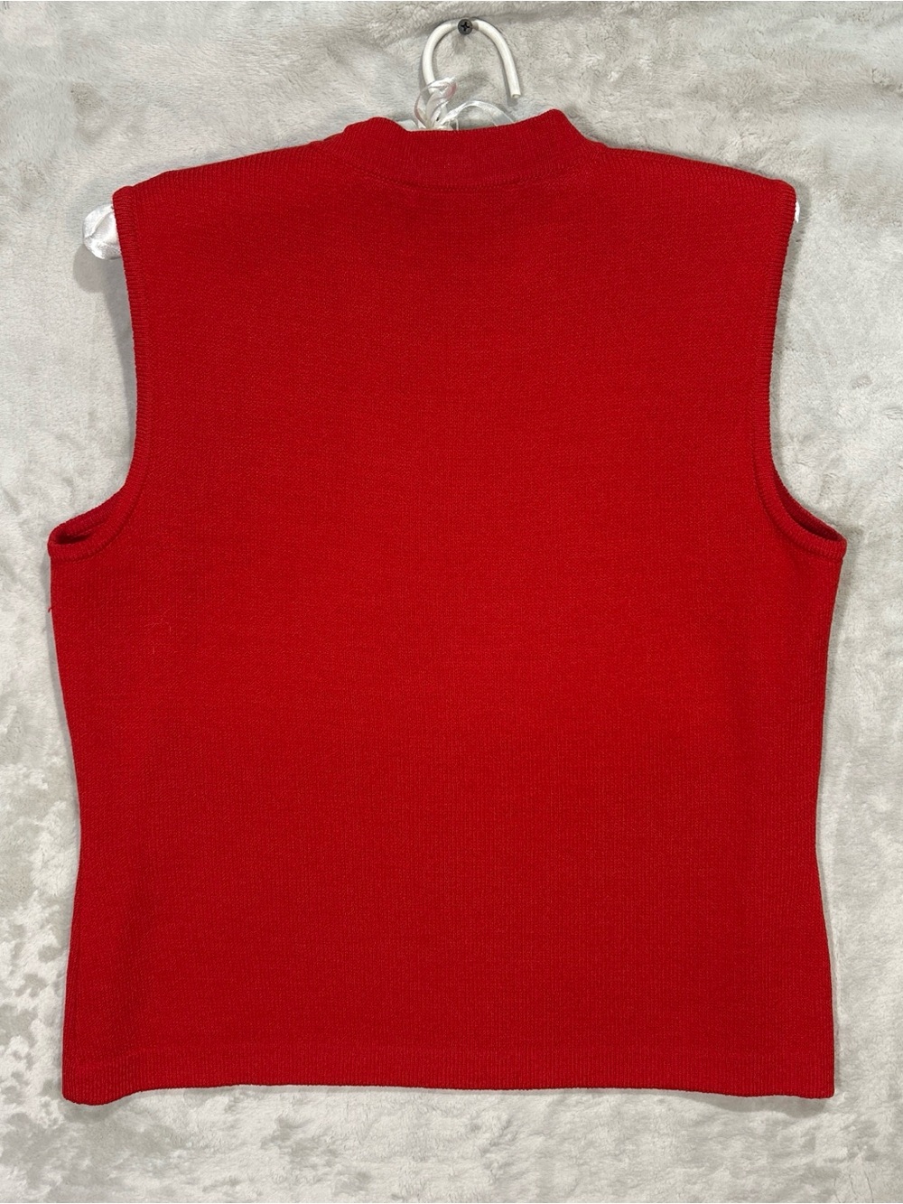 St John Red Sleeveless Knit Mock Neck Tank Top Sz S - Picture 4 of 8
